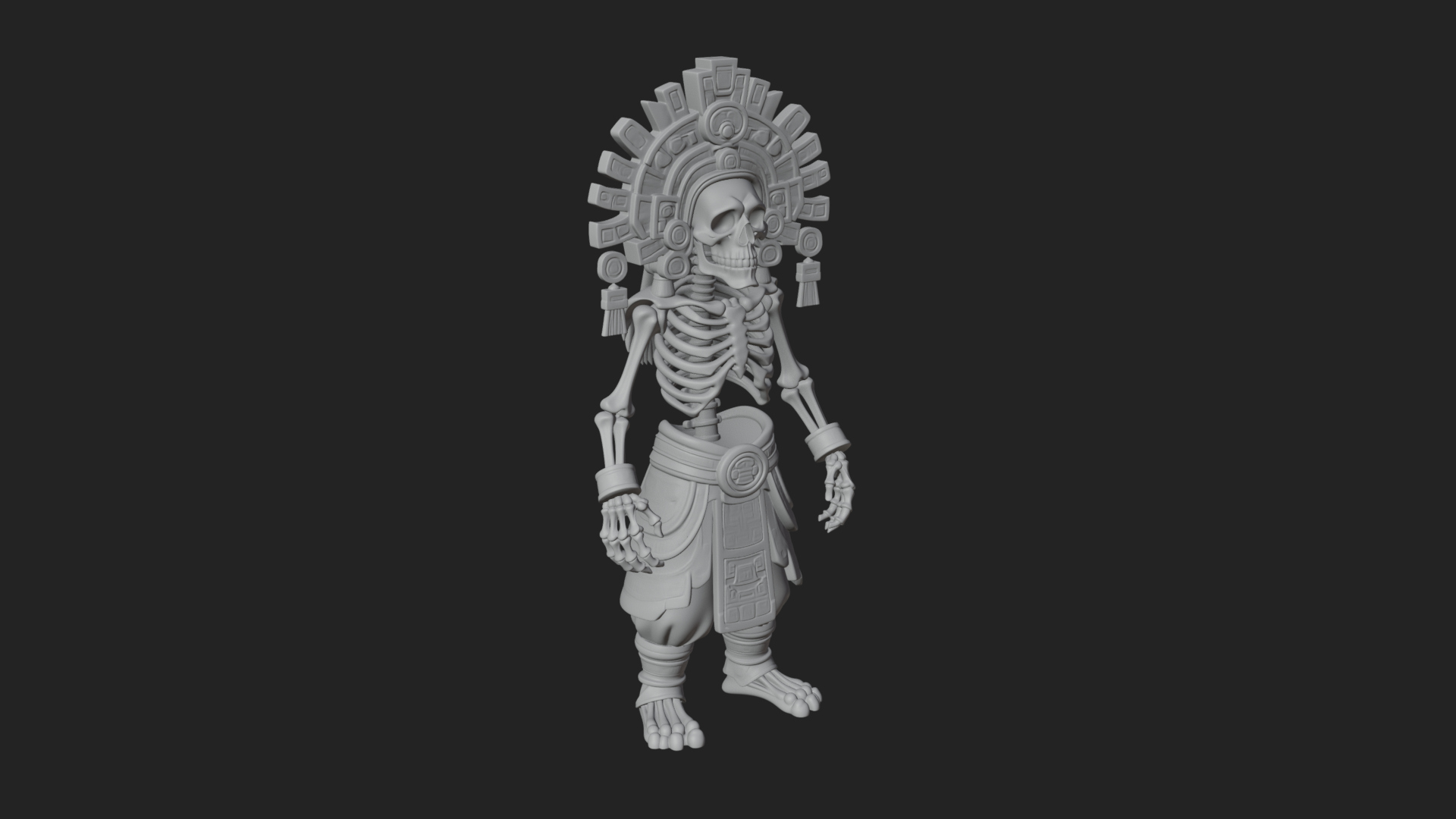 Aztec Skeleton Figure Statue Design 1 3D Print Model 3D Model
