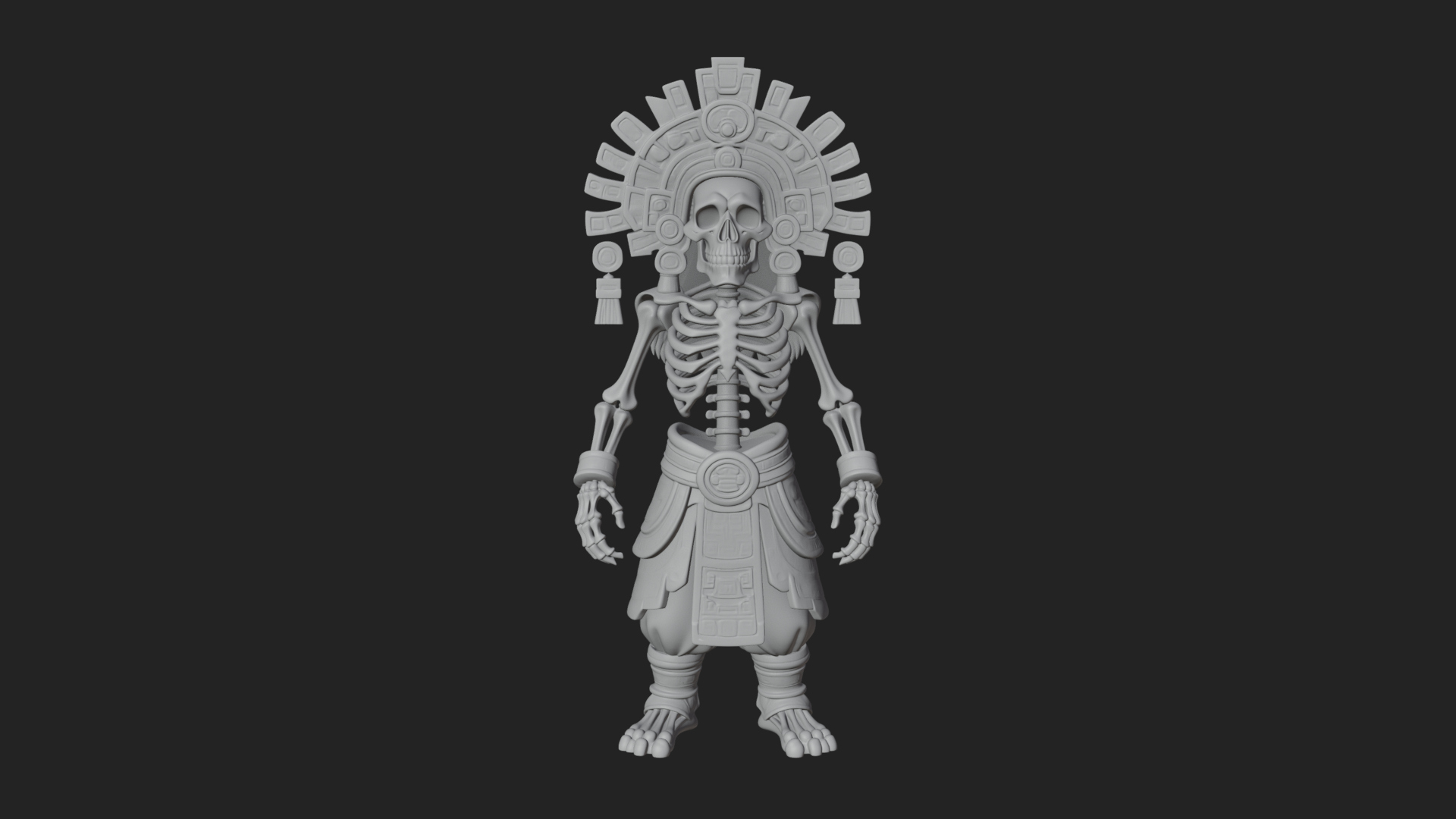 Aztec Skeleton Figure Statue Design 1 3D Print Model 3D Model