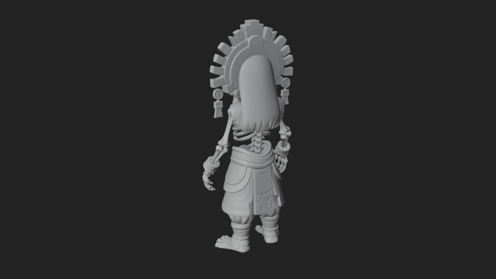 Aztec Skeleton Figure Statue Design 1 3D Print Model 3D Model