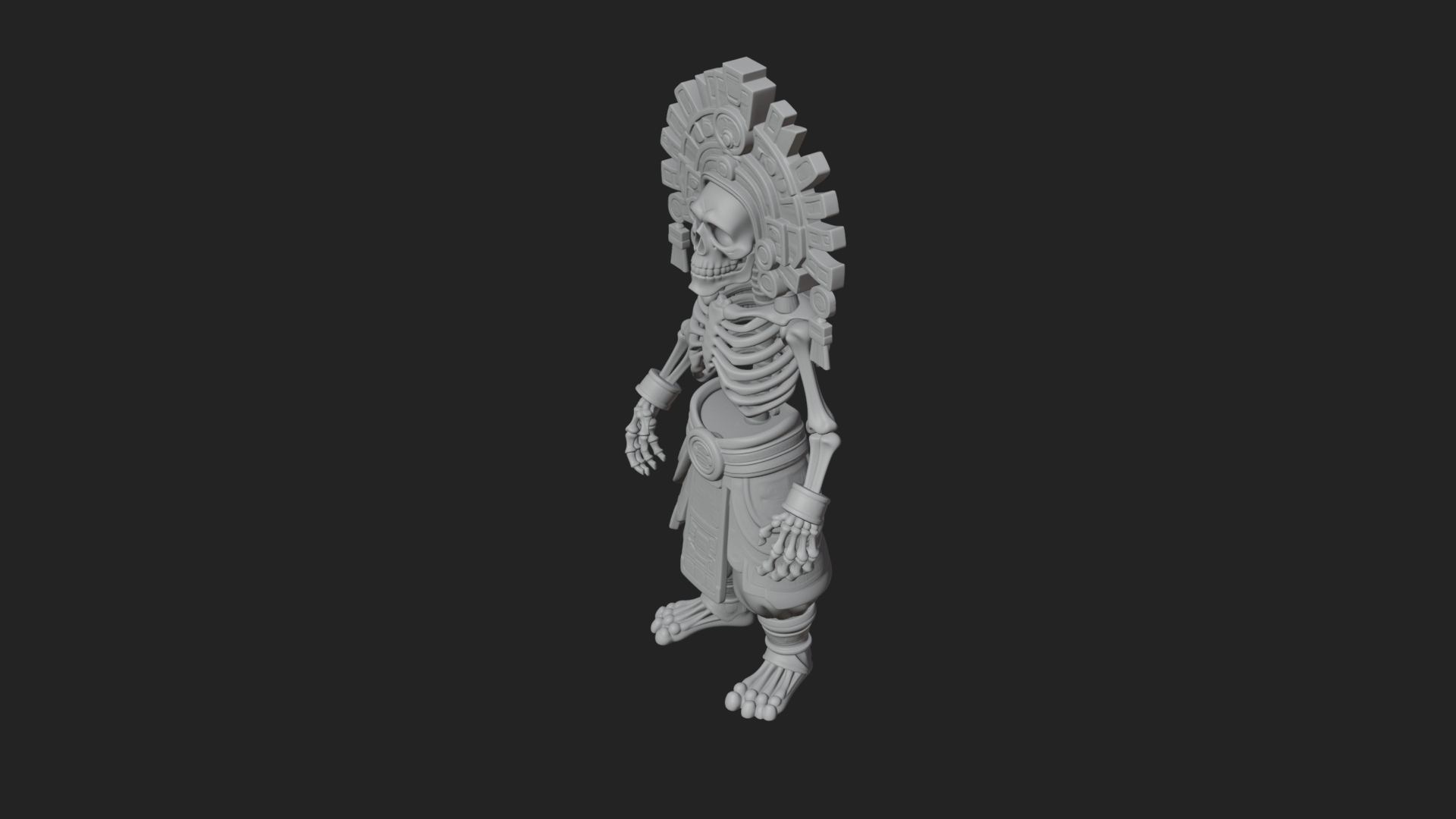 Aztec Skeleton Figure Statue Design 1 3D Print Model 3D Model
