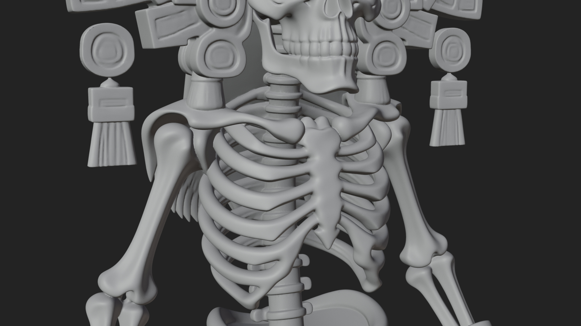 Aztec Skeleton Figure Statue Design 1 3D Print Model 3D Model