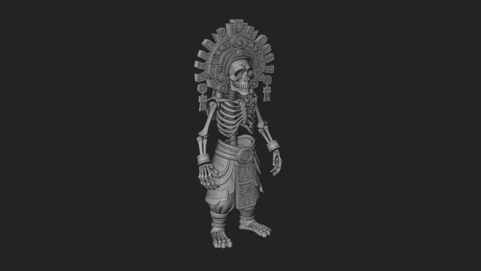 Aztec Skeleton Figure Statue Design 1 3D Print Model 3D Model