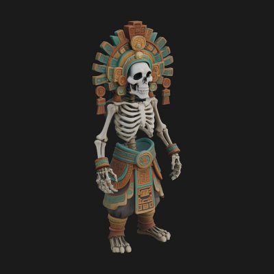 Aztec Skeleton Figure Statue Design 1 3D Print Model