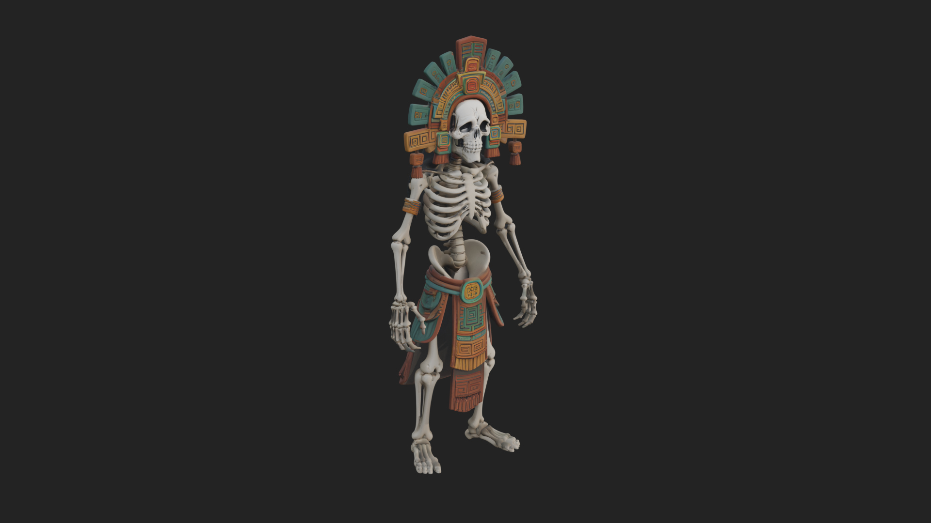 Aztec Skeleton Figure Statue Design 2 3D Print Model 3D Model