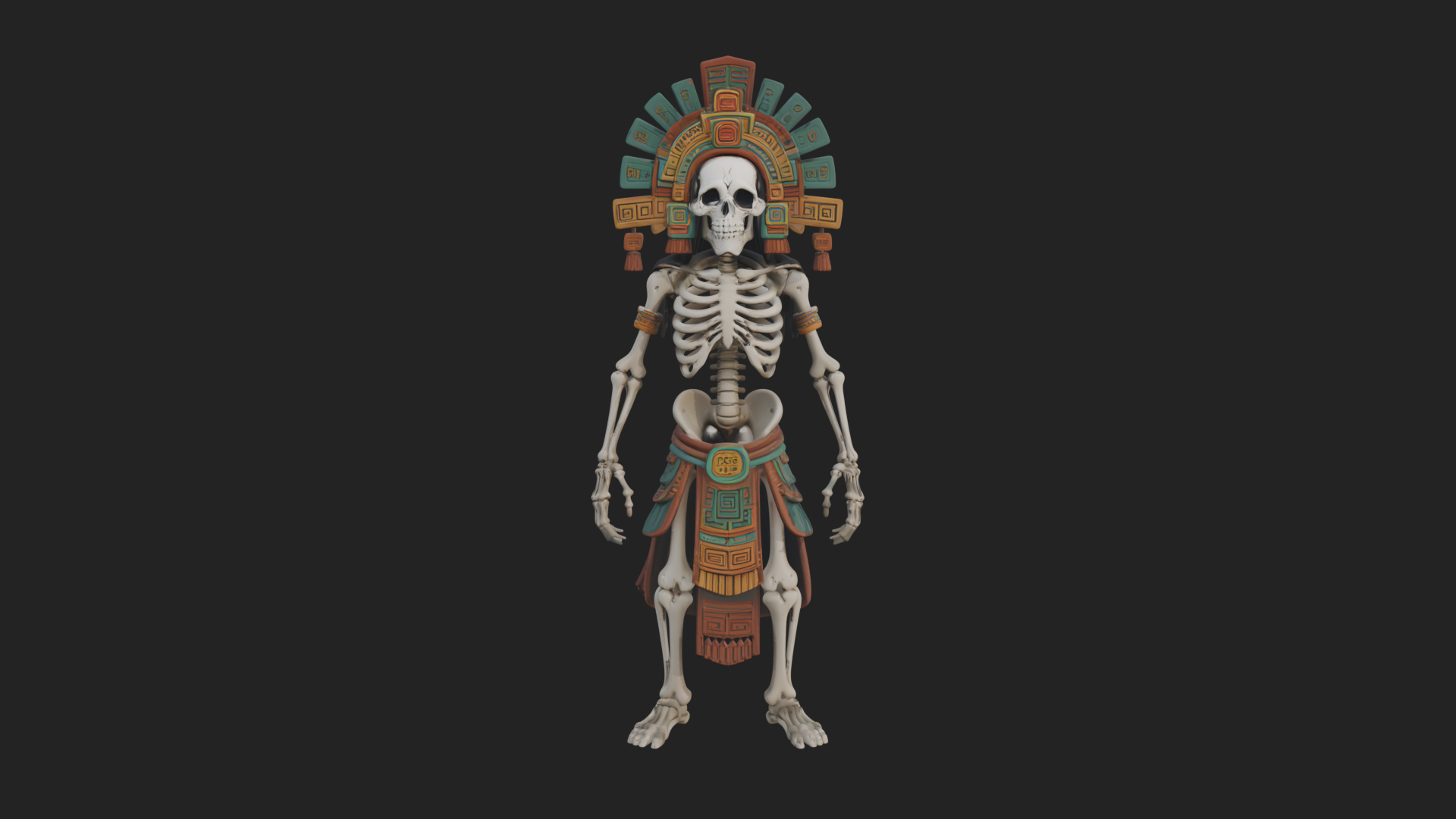 Aztec Skeleton Figure Statue Design 2 3D Print Model 3D Model