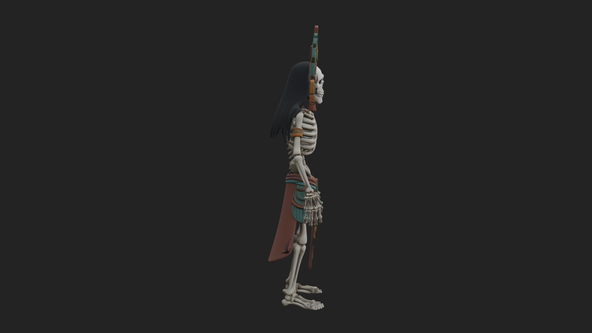 Aztec Skeleton Figure Statue Design 2 3D Print Model 3D Model