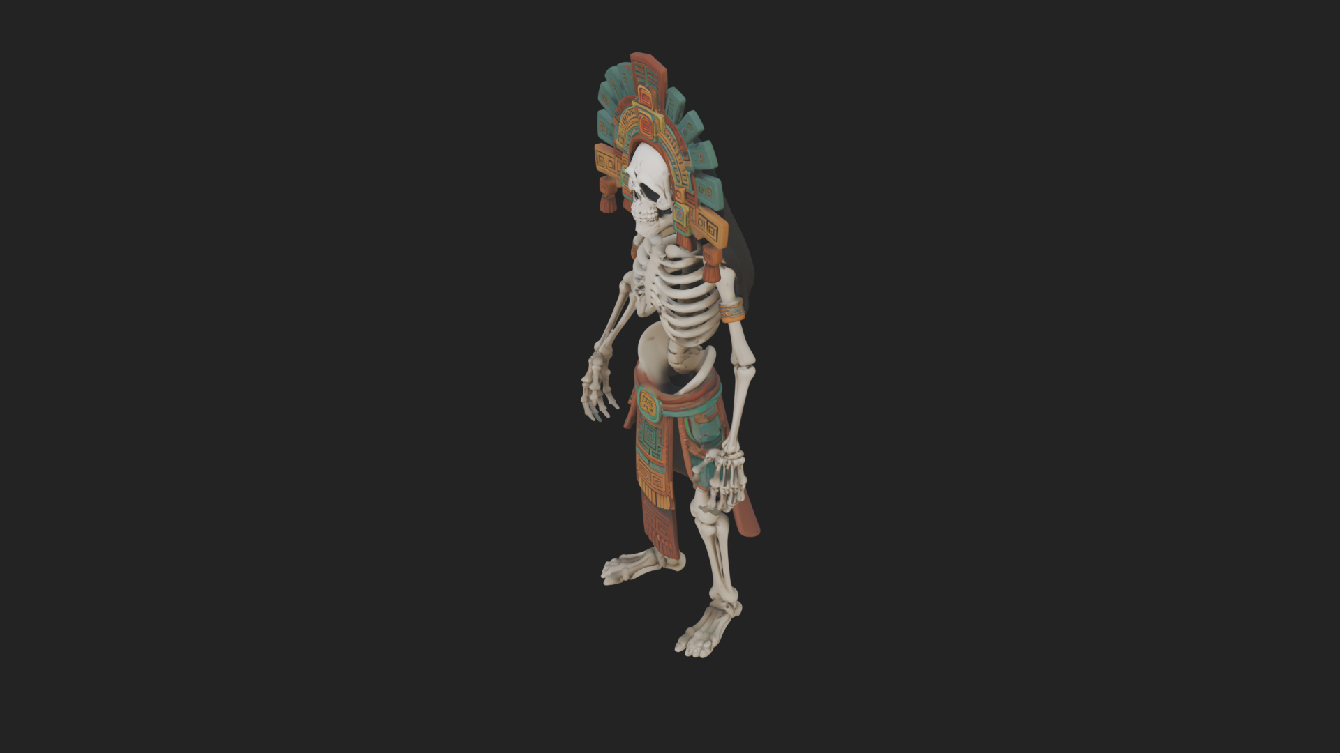 Aztec Skeleton Figure Statue Design 2 3D Print Model 3D Model