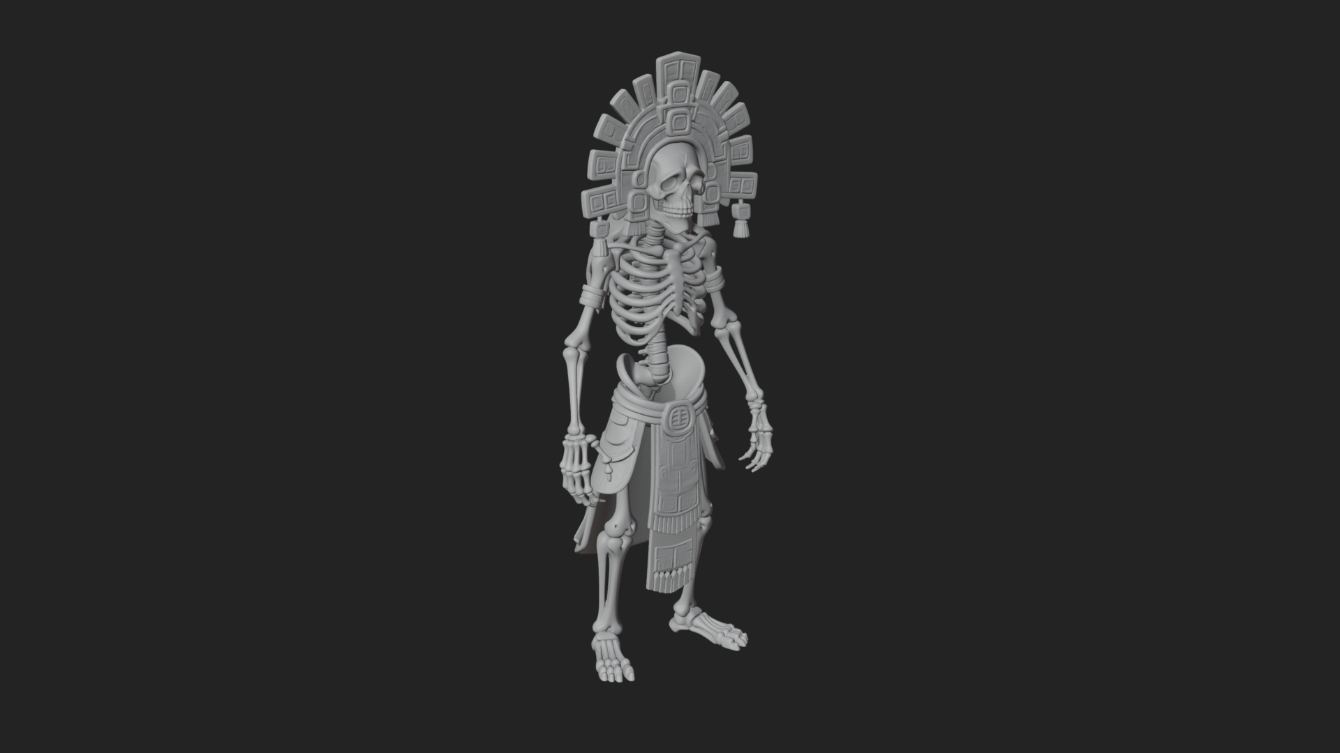 Aztec Skeleton Figure Statue Design 2 3D Print Model 3D Model