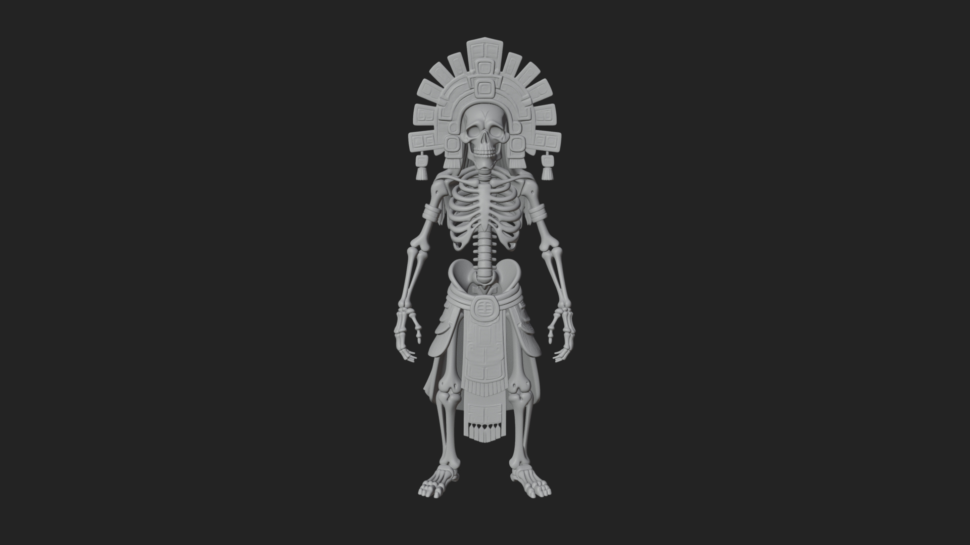 Aztec Skeleton Figure Statue Design 2 3D Print Model 3D Model