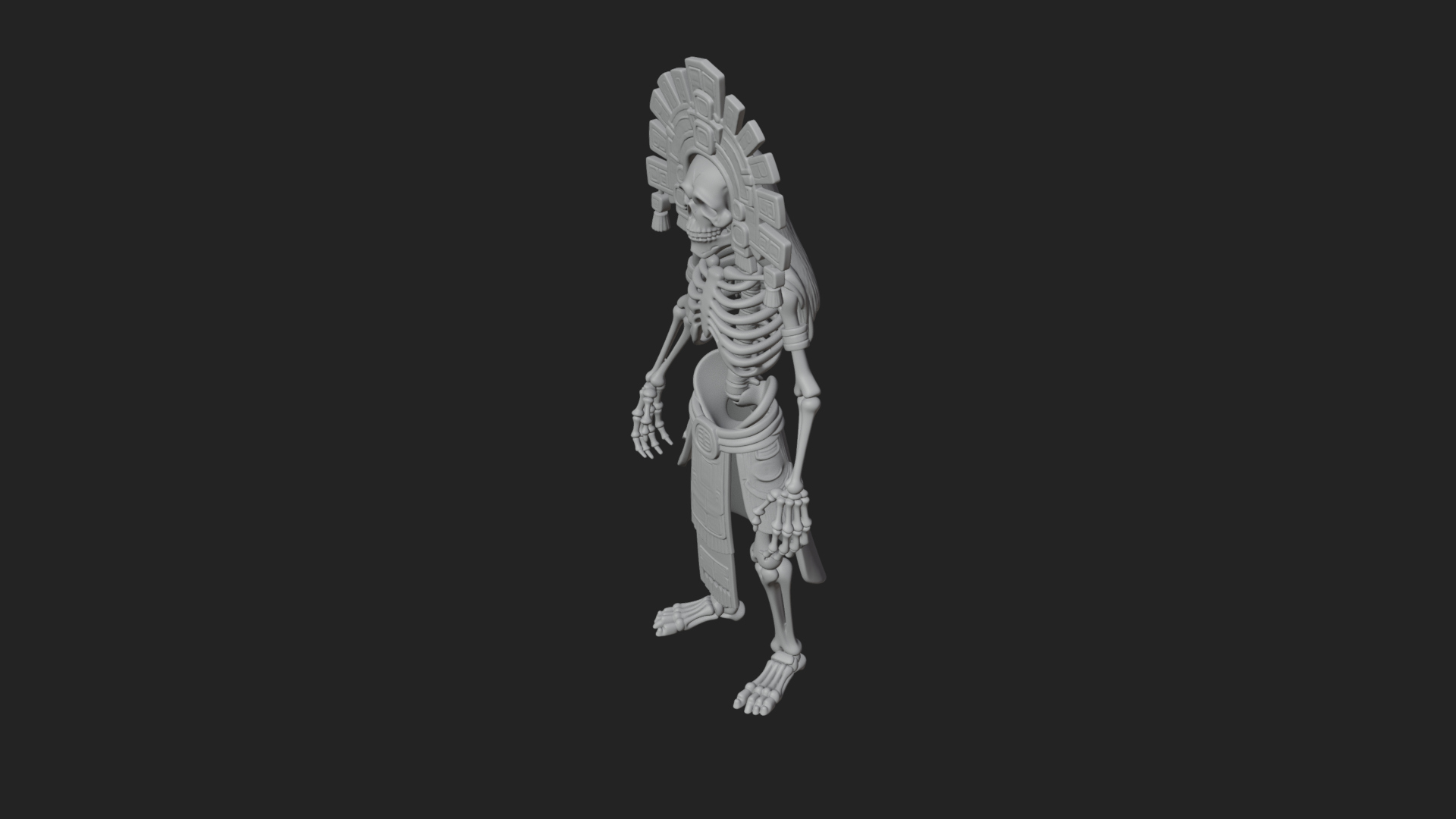 Aztec Skeleton Figure Statue Design 2 3D Print Model 3D Model