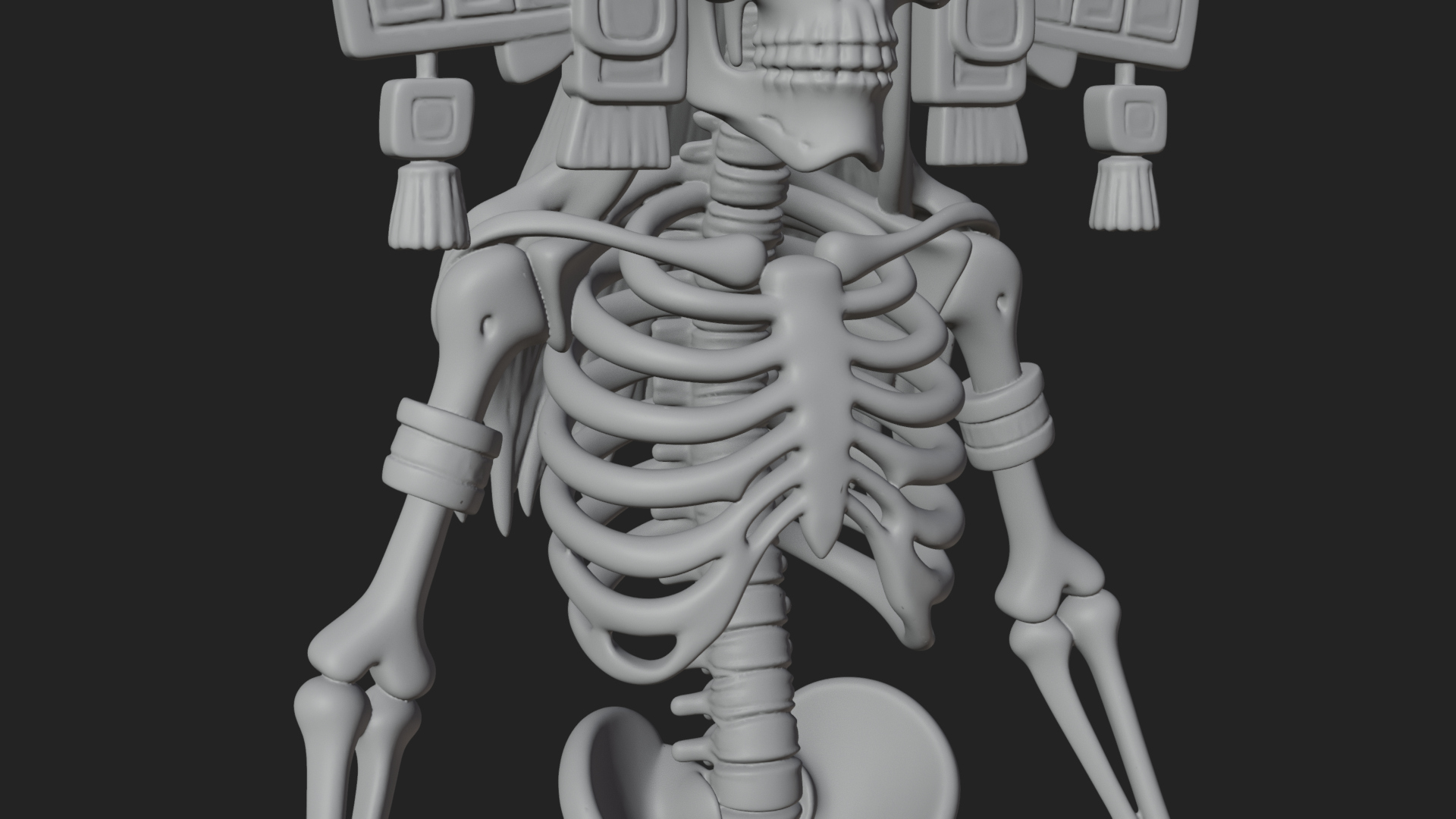 Aztec Skeleton Figure Statue Design 2 3D Print Model 3D Model
