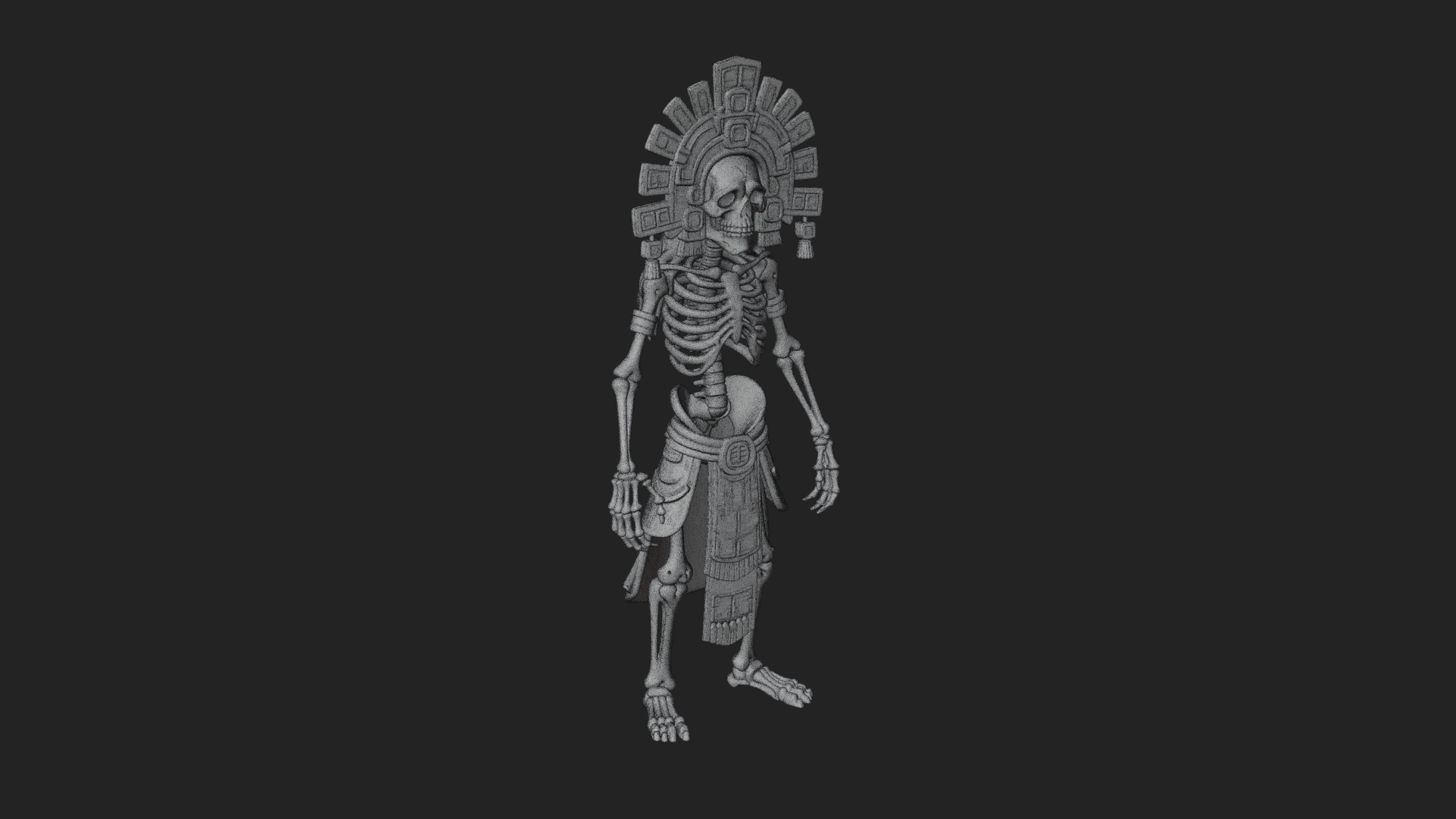 Aztec Skeleton Figure Statue Design 2 3D Print Model 3D Model