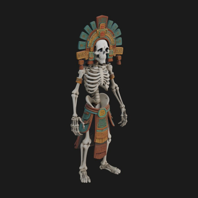 Aztec Skeleton Figure Statue Design 2 3D Print Model
