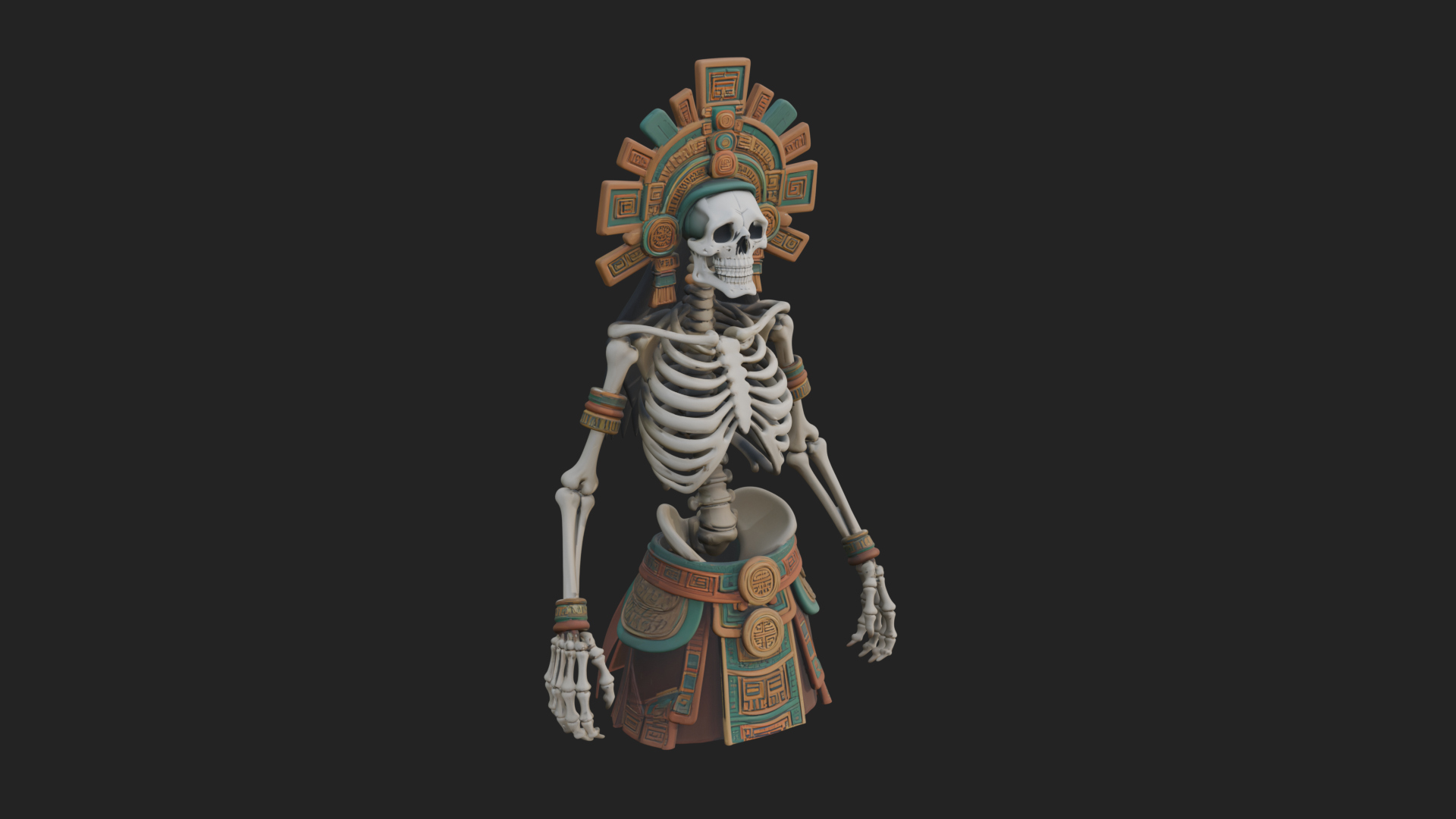 Aztec Skeleton Figure Statue Design 3 3D Print Model 3D Model