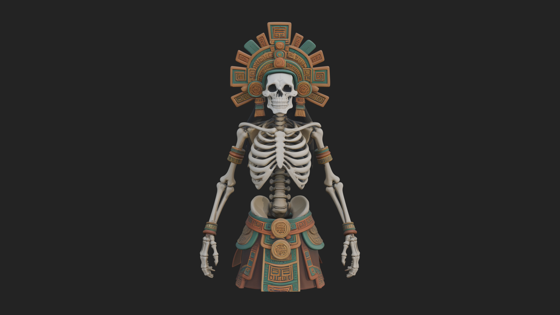 Aztec Skeleton Figure Statue Design 3 3D Print Model 3D Model