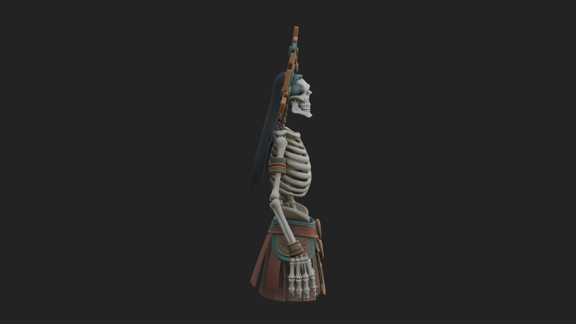 Aztec Skeleton Figure Statue Design 3 3D Print Model 3D Model
