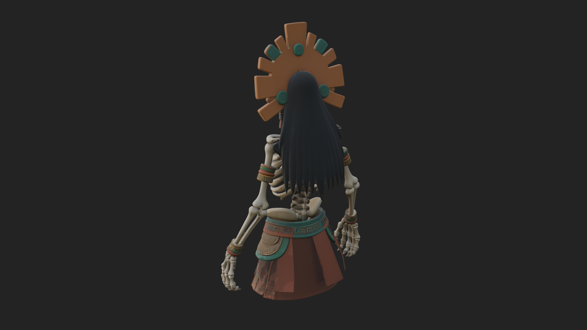 Aztec Skeleton Figure Statue Design 3 3D Print Model 3D Model