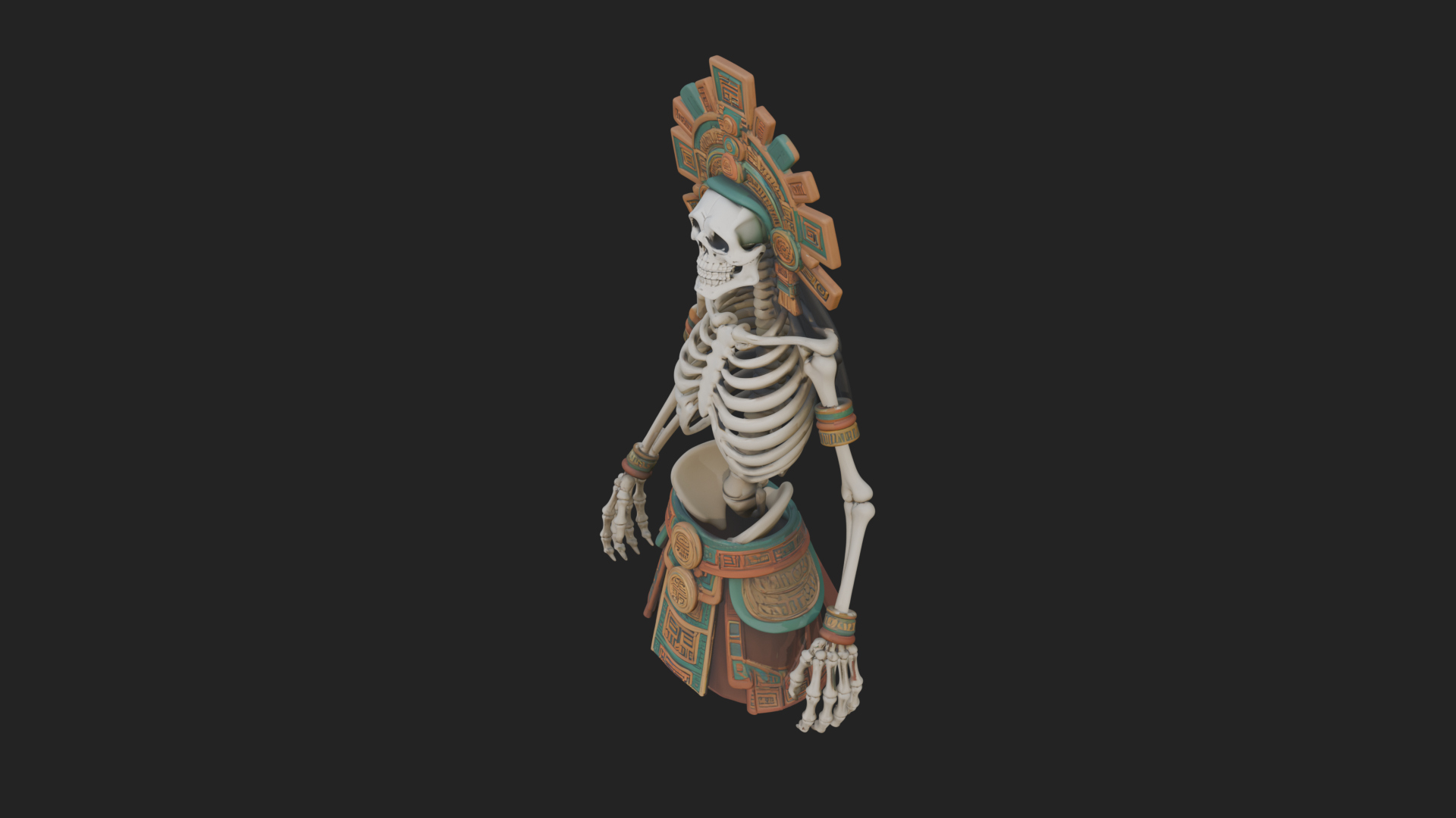 Aztec Skeleton Figure Statue Design 3 3D Print Model 3D Model