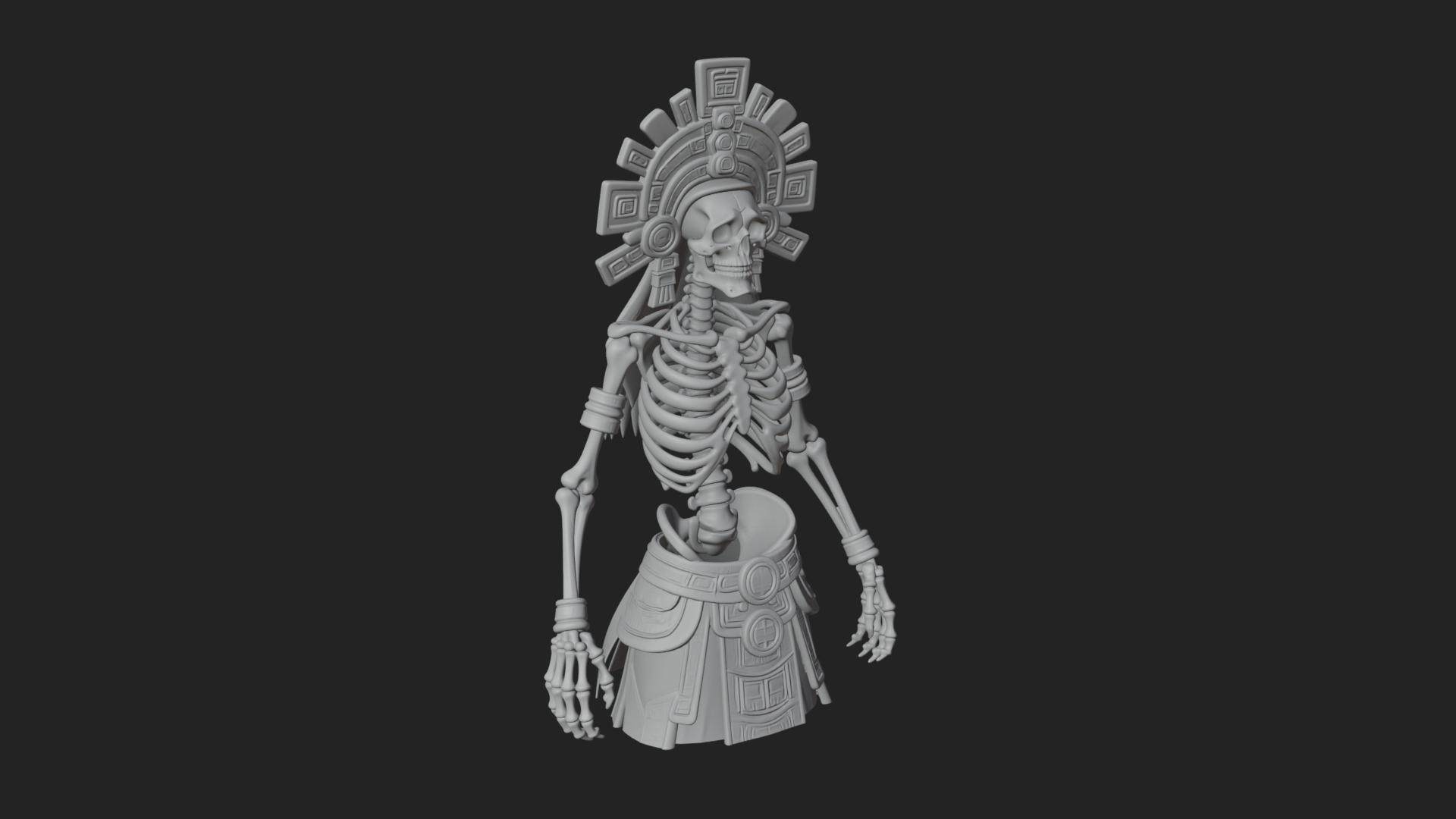 Aztec Skeleton Figure Statue Design 3 3D Print Model 3D Model