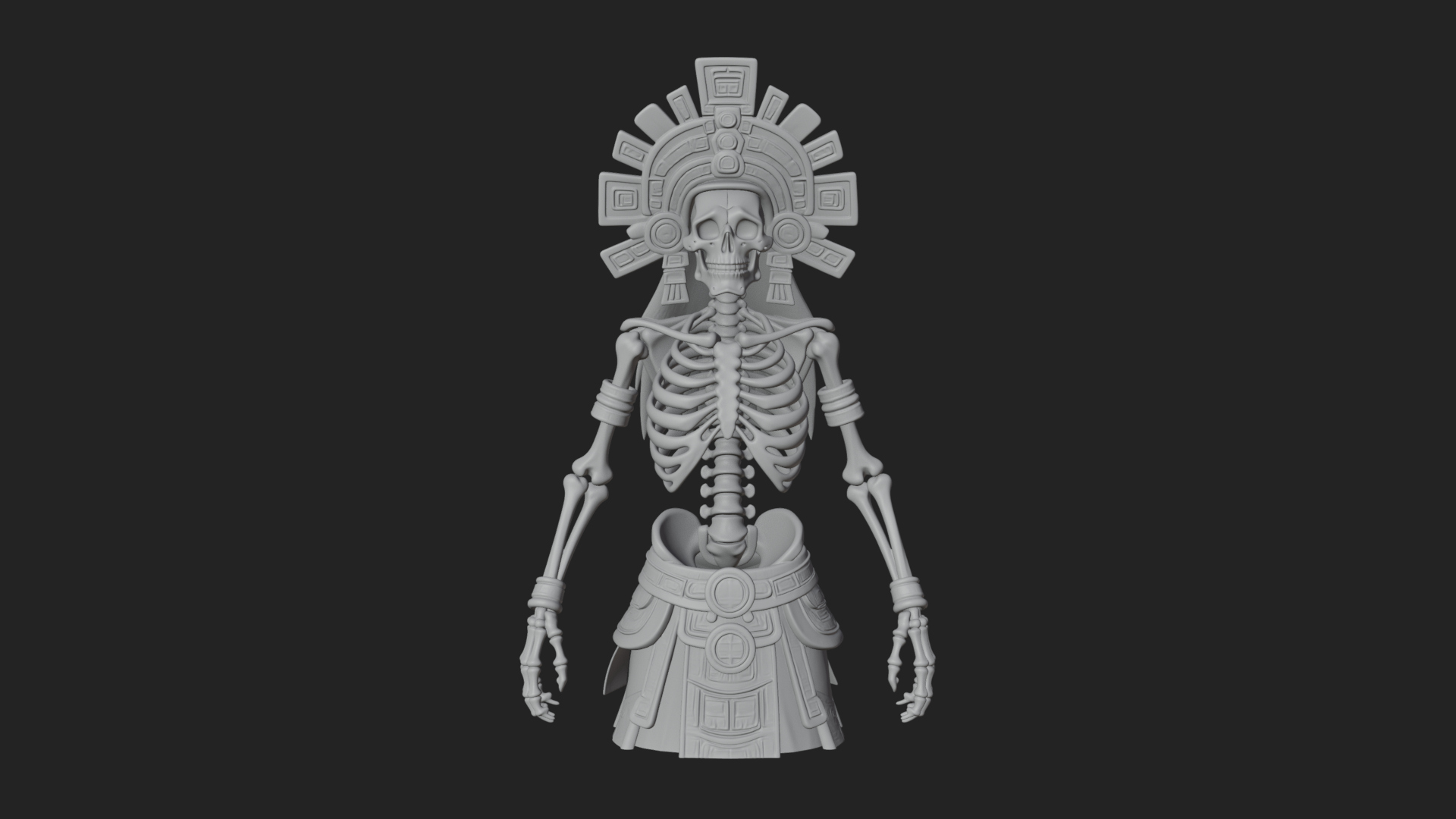 Aztec Skeleton Figure Statue Design 3 3D Print Model 3D Model