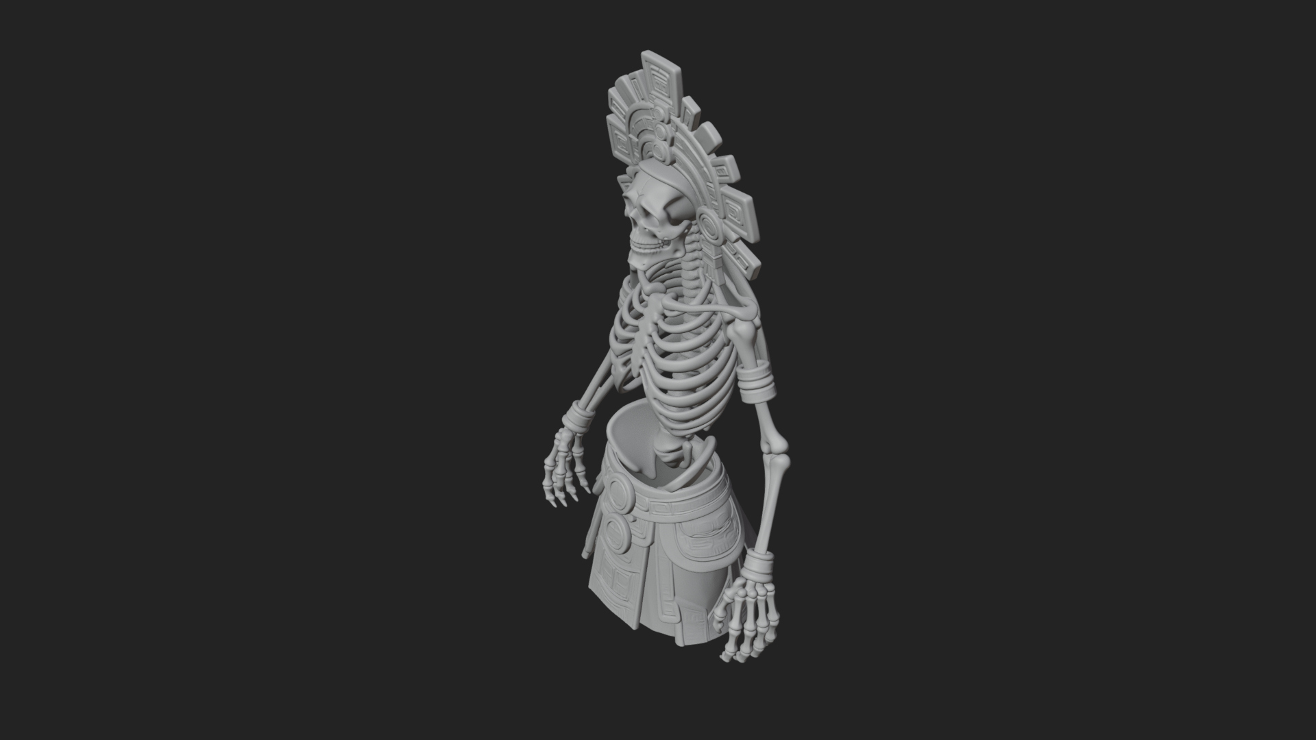 Aztec Skeleton Figure Statue Design 3 3D Print Model 3D Model