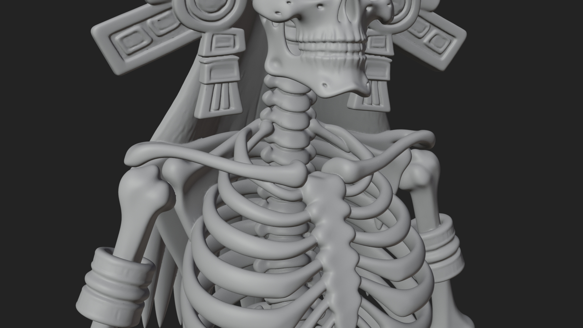 Aztec Skeleton Figure Statue Design 3 3D Print Model 3D Model
