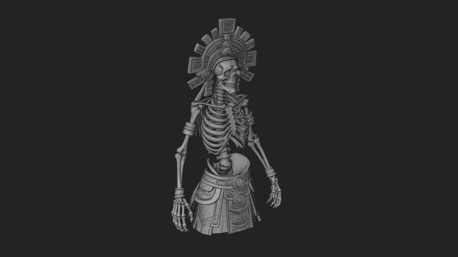 Aztec Skeleton Figure Statue Design 3 3D Print Model 3D Model