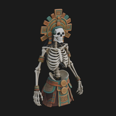 Aztec Skeleton Figure Statue Design 3 3D Print Model
