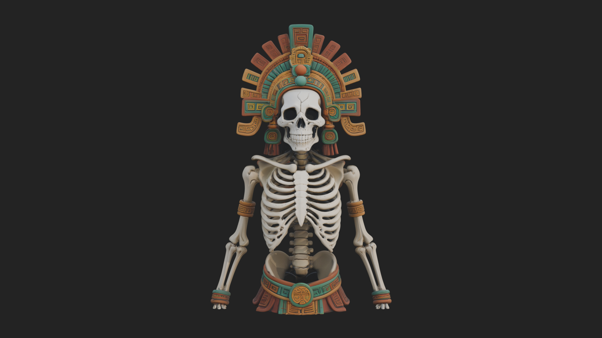 Aztec Skeleton Figure Statue Design 4 3D Print Model 3D Model