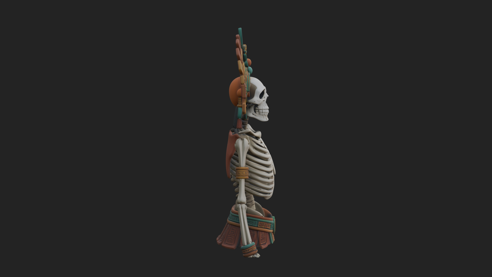 Aztec Skeleton Figure Statue Design 4 3D Print Model 3D Model
