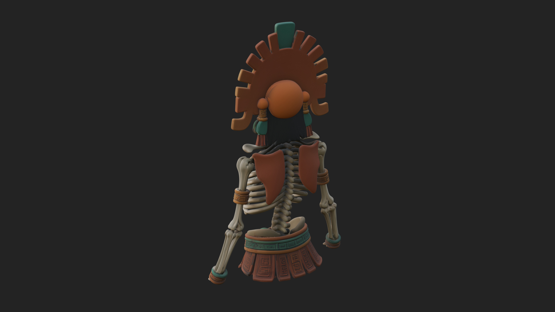 Aztec Skeleton Figure Statue Design 4 3D Print Model 3D Model