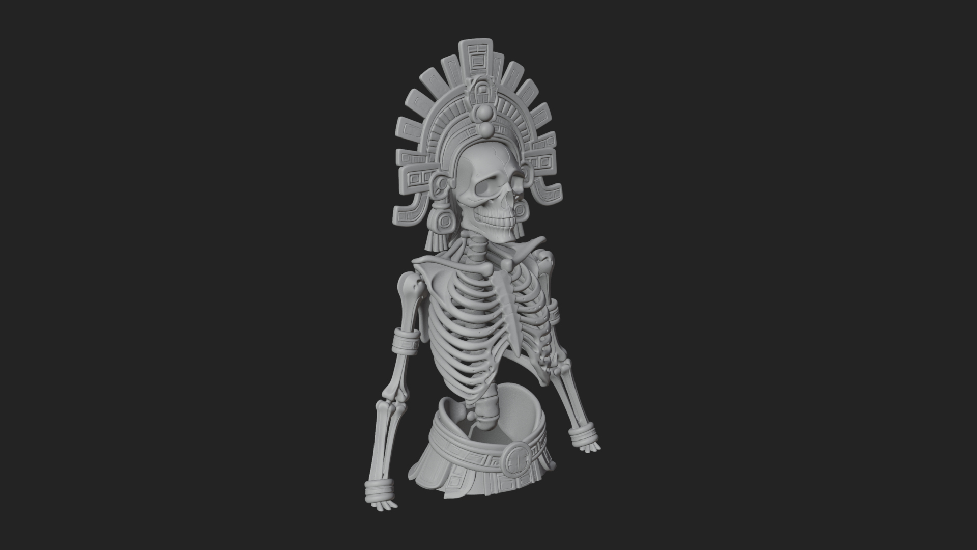 Aztec Skeleton Figure Statue Design 4 3D Print Model 3D Model