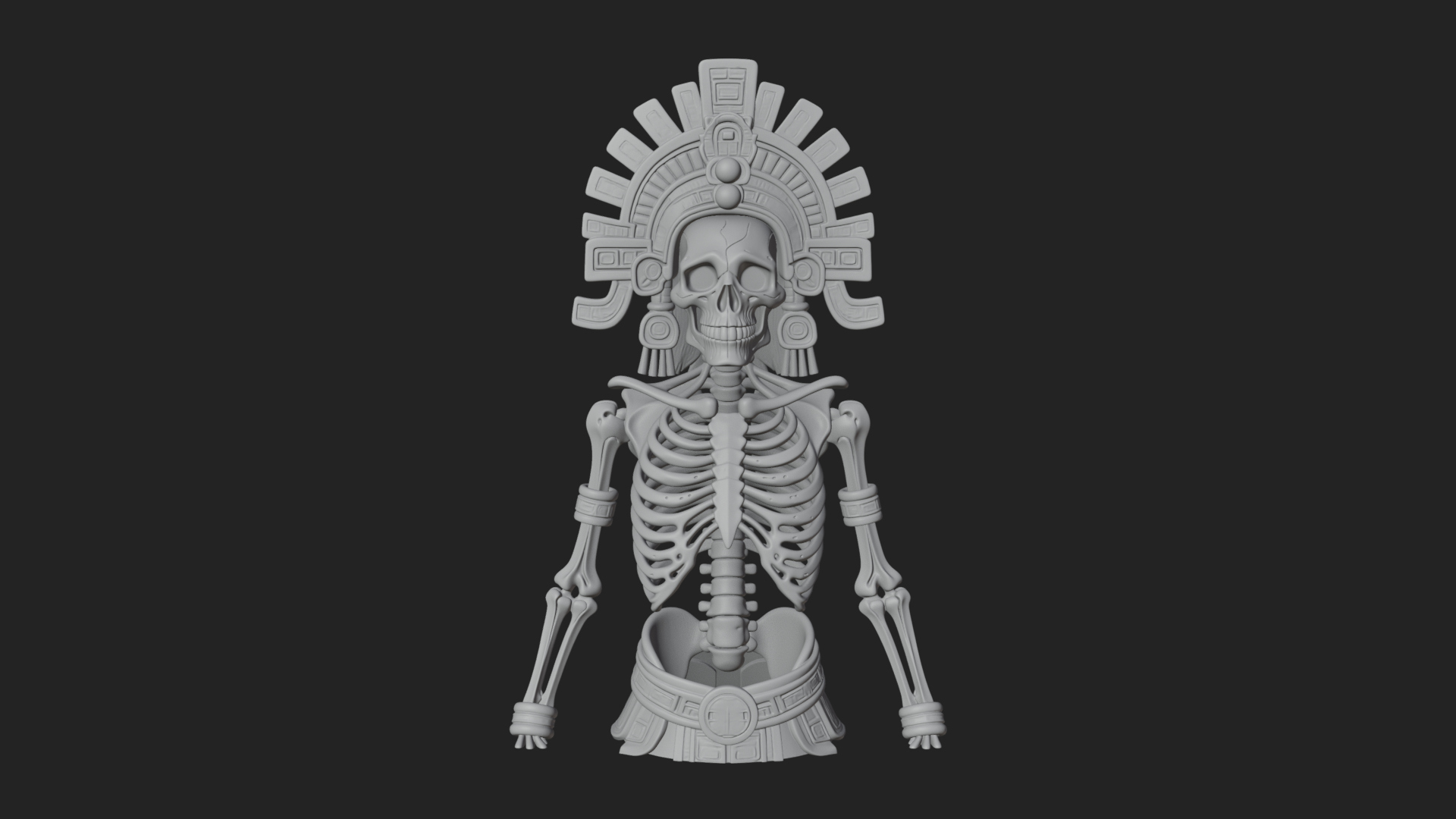Aztec Skeleton Figure Statue Design 4 3D Print Model 3D Model