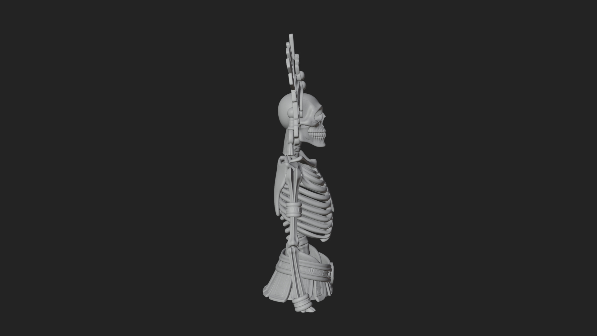 Aztec Skeleton Figure Statue Design 4 3D Print Model 3D Model
