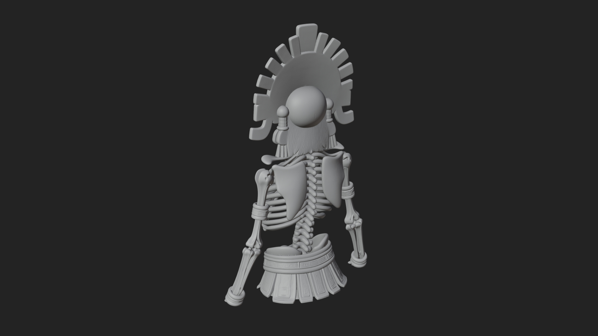 Aztec Skeleton Figure Statue Design 4 3D Print Model 3D Model