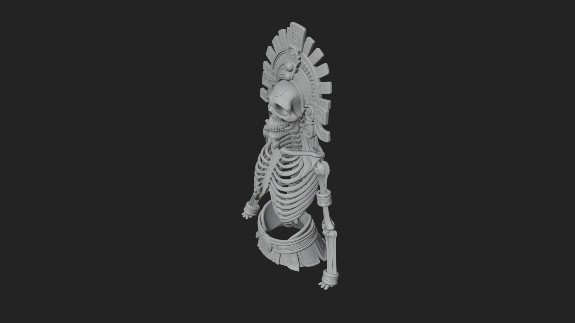 Aztec Skeleton Figure Statue Design 4 3D Print Model 3D Model