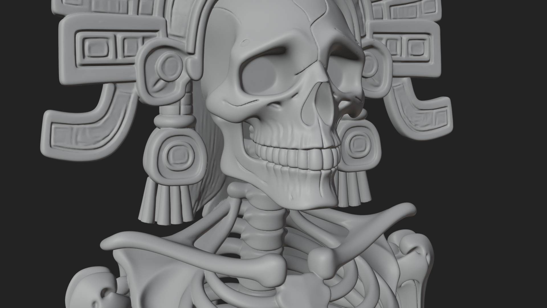 Aztec Skeleton Figure Statue Design 4 3D Print Model 3D Model