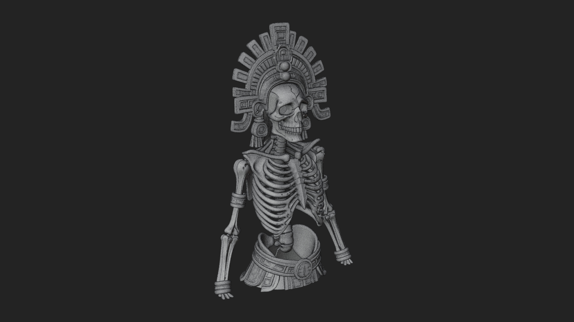 Aztec Skeleton Figure Statue Design 4 3D Print Model 3D Model
