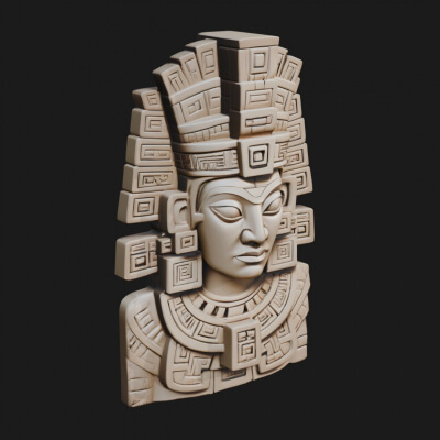 Aztec Warrior Bust Statue Design 5 3D Print Model