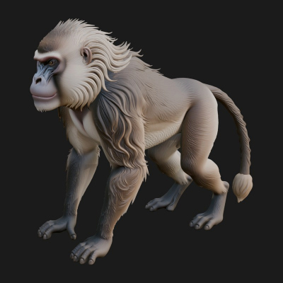 Baboon Statue Design 1 3D Print Model
