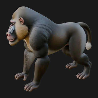 Baboon Statue Design 11 3D Print Model