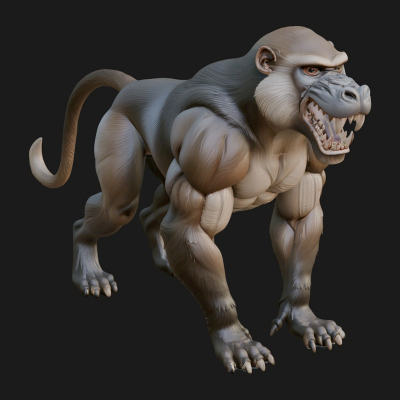 Baboon Statue Design 12 3D Print Model