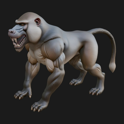Baboon Statue Design 3 3D Print Model