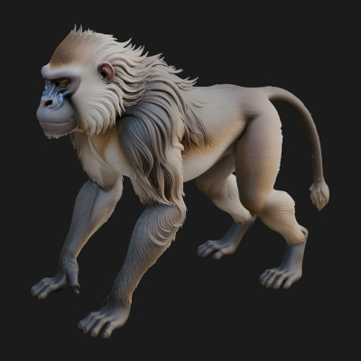 Baboon Statue Design 5 3D Print Model