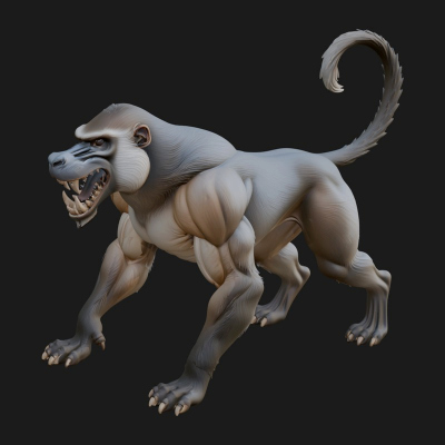 Baboon Statue Design 6 3D Print Model