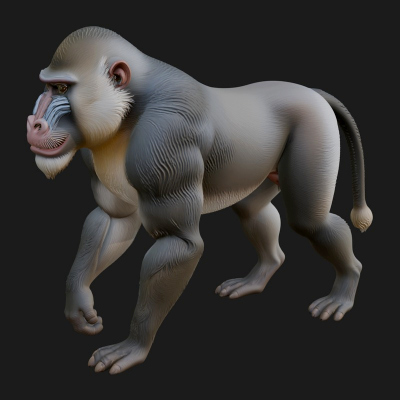 Baboon Statue Design 9 3D Print Model
