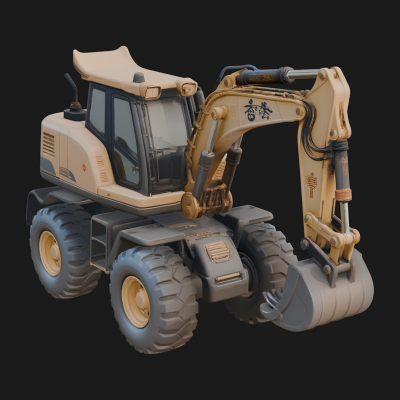 Backhoe Loader Model Design 3 3D Print Model