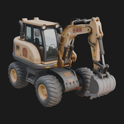 Backhoe Loader Model Design 4 3D Print Model
