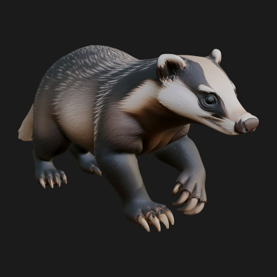 Badger Statue Design 2 3D Print Model