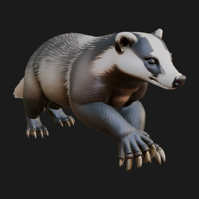 Badger Statue Design 4 3D Print Model
